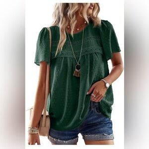 Falechay Women's Top Crewneck Short Sleeve Shirts Casual Chiffon Blouses Flowy S
